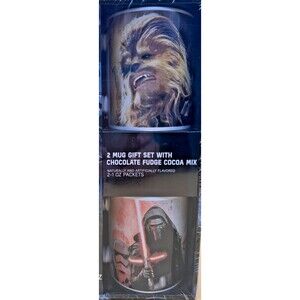 Disney Star Wars 2 Coffee Cup Mug Gift Set Chewbacca Kylo Ren **READ